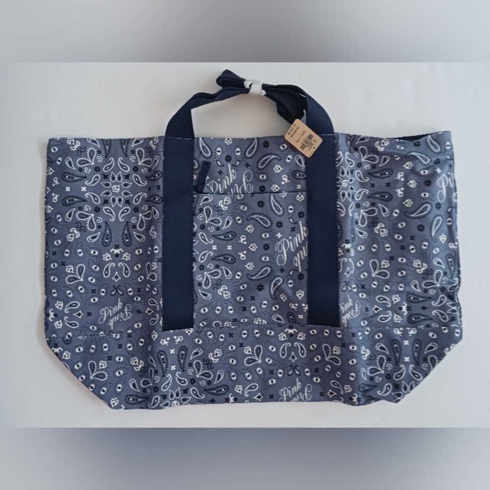 NWT PINK - Large Blue Tote Bag